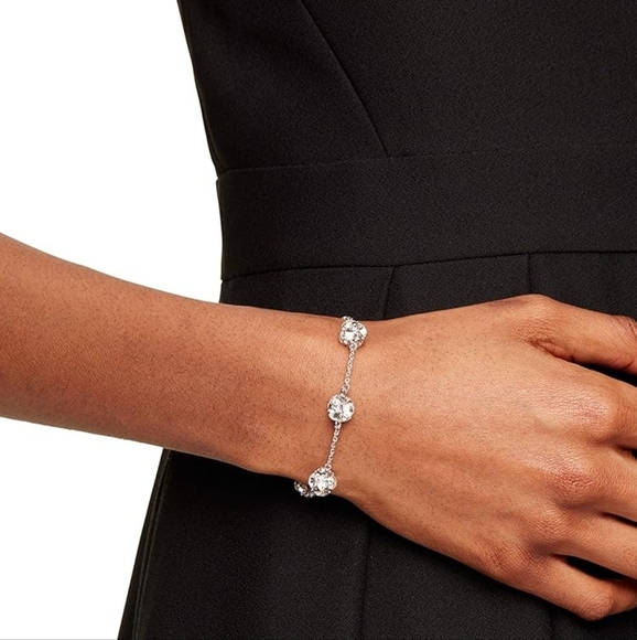 Kate Spade Silver, Clear Crystal Ball Cluster Lady Marmalade Chain Bracelet - Picture 6 of 9